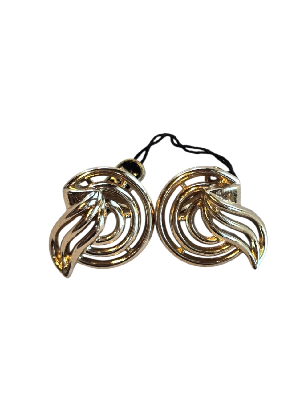 Trifari Sculptural Swirl Goldtone Vintage Clip Earrings